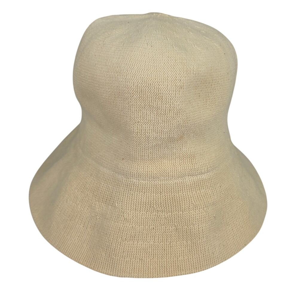 KANGOL KIDS CLASSIC BUCKET HAT – BEIGE KNIT – MADE IN UK – 10" CROWN – CLEAN